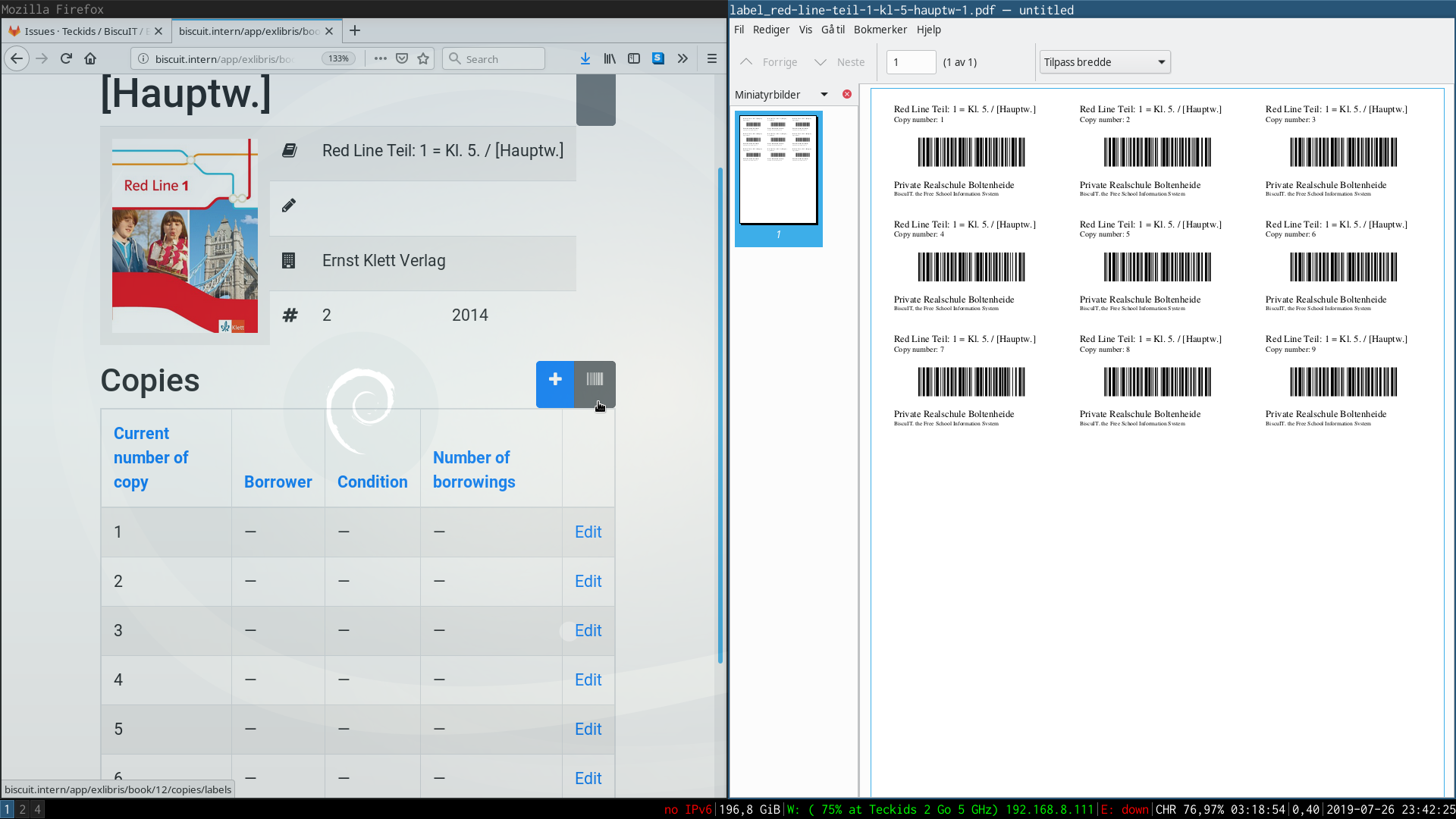 Generierte Barcode-Etiketten